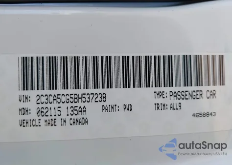 2011 Chrysler 300 Limited z USA, uszkodzony, nr VIN 2C3CA5CG5BH537238